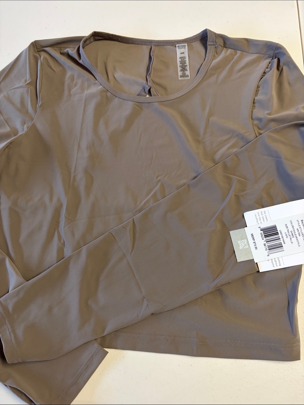 Barefoot Dreams Long Sleeve Crewneck Top - Taupe Brown